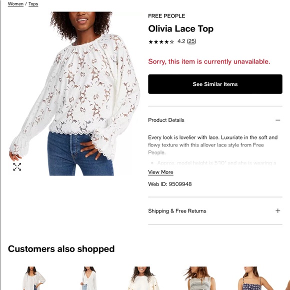 BoHo beautiful white lace blouse by Free People - Picture 2 of 6